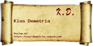 Kiss Demetria névjegykártya